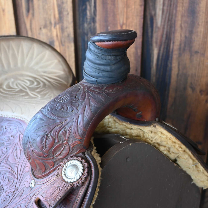 16" USED RONALD MCINTIRE TEAM ROPING SADDLE