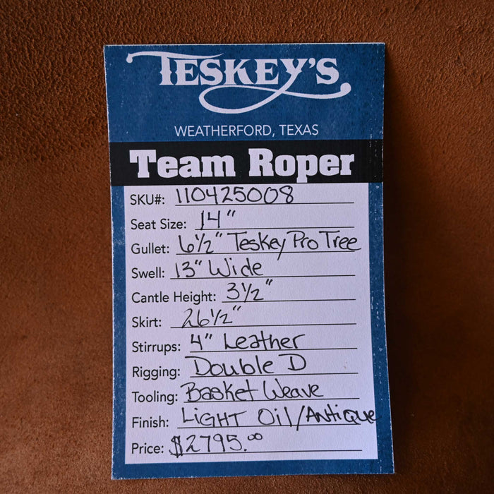 14" PATRICK SMITH TEAM ROPING SADDLE