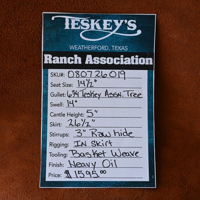14.5" TESKEY'S RANCH ASSOCIATION SADDLE