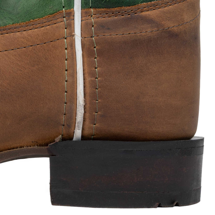 Old West Youth Natural Green Leather Boot