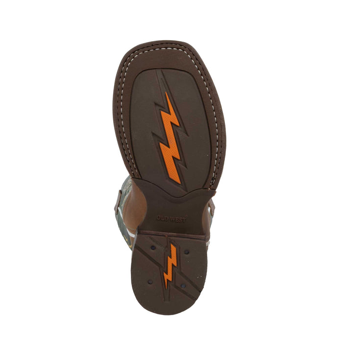 Old West Youth Natural Green Leather Boot