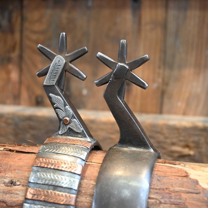 D. Garren Silver & Copper Mounted 6pt. Spurs