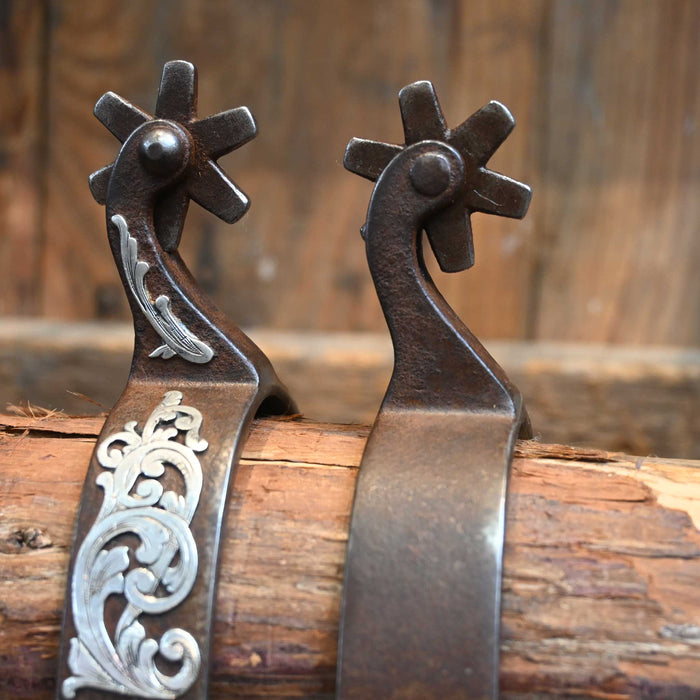 Tittor Silver Mounted Spurs 6pt Rowels