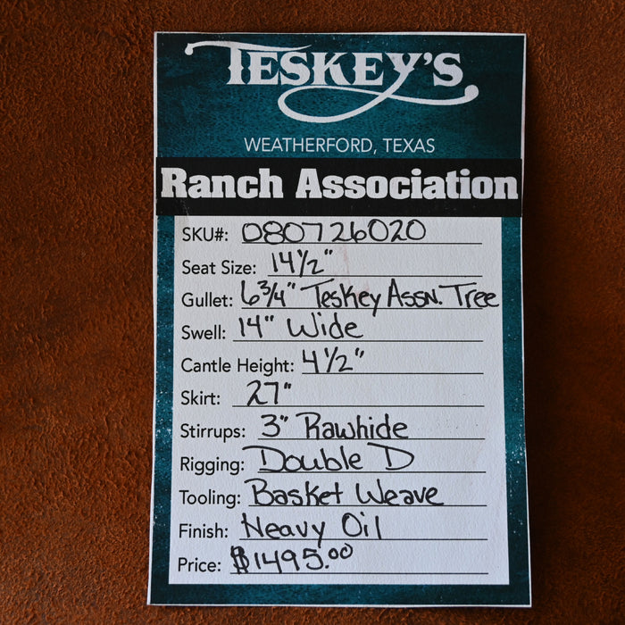 14.5" TESKEY'S RANCH ASSOCIATION SADDLE