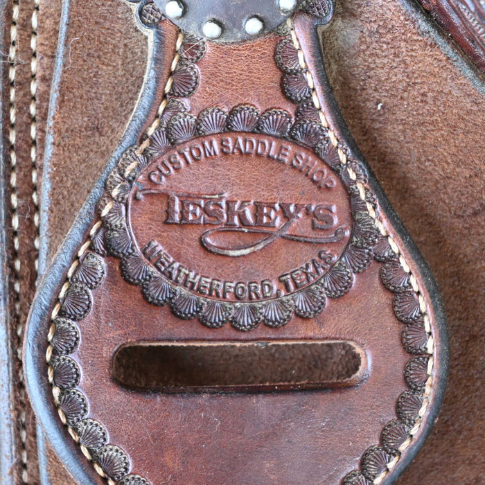 14" USED TESKEY'S TEAM ROPING SADDLE