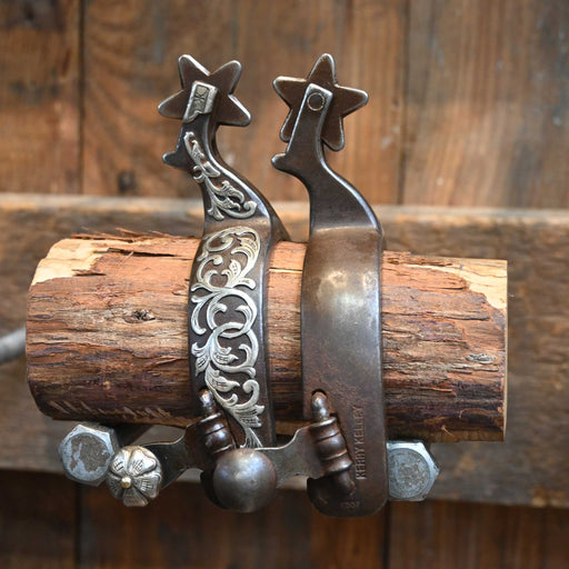 Kerry Kelley Silver Mounted 5pt. Spurs Tack - Spurs Kerry Kelley