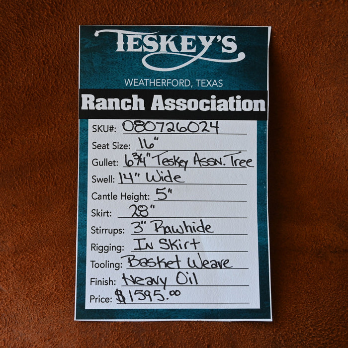 16" TESKEY'S RANCH ASSOCIATION SADDLE