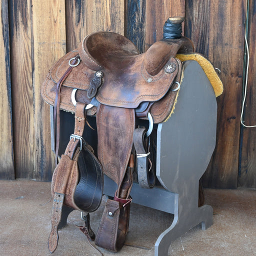 13.5" USED PATRICK SMITH TEAM ROPING SADDLE Saddles - Used Patrick Smith