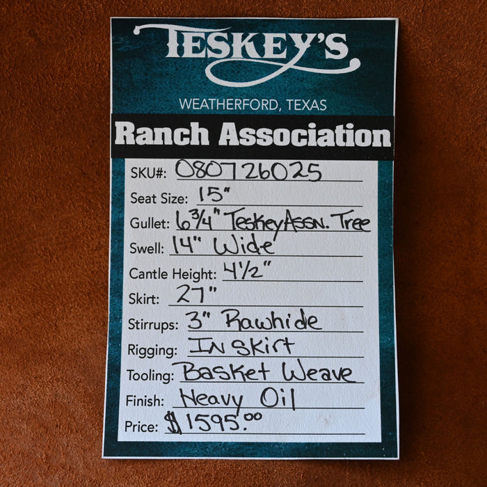 15" TESKEY'S RANCH ASSOCIATION SADDLE