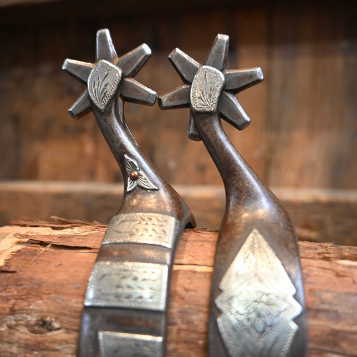 L. Spraberry Silver Mounted 6Pt. Spurs Tack - Spurs Luke Spraberry