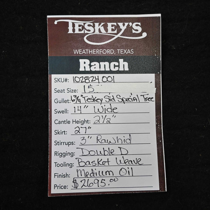 15" TESKEY'S RANCH SADDLE Saddles - New Teskey's Saddlery