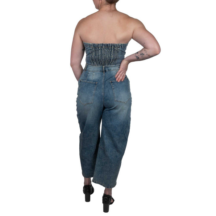 Strapless Barrel Denim Jumpsuit