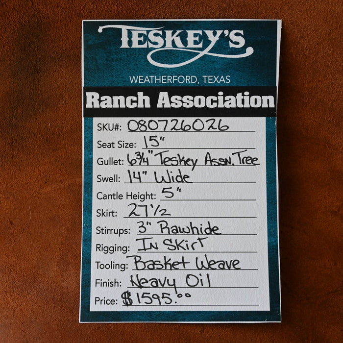 15" TESKEY'S RANCH ASSOCIATION SADDLE