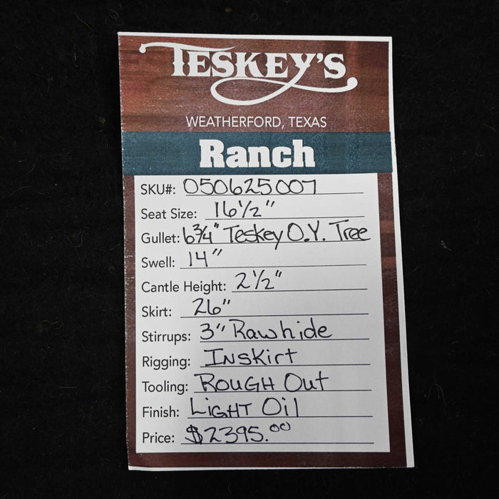 16.5" TESKEY'S RANCH SADDLE Saddles - New Teskey's Saddlery