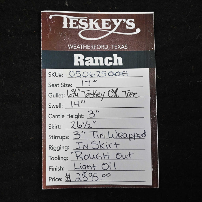 17" TESKEY'S RANCH SADDLE Saddles - New Teskey's Saddlery