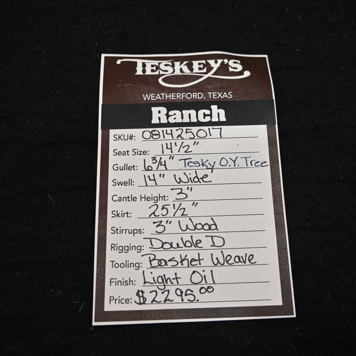 14.5" TESKEY'S RANCH SADDLE Saddles - New Teskey's Saddlery