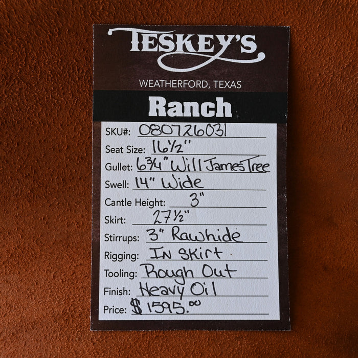 16.5" TESKEY'S STRIP DOWN RANCH SADDLE