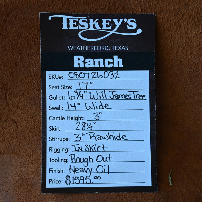 17" TESKEY'S STRIP DOWN RANCH SADDLE