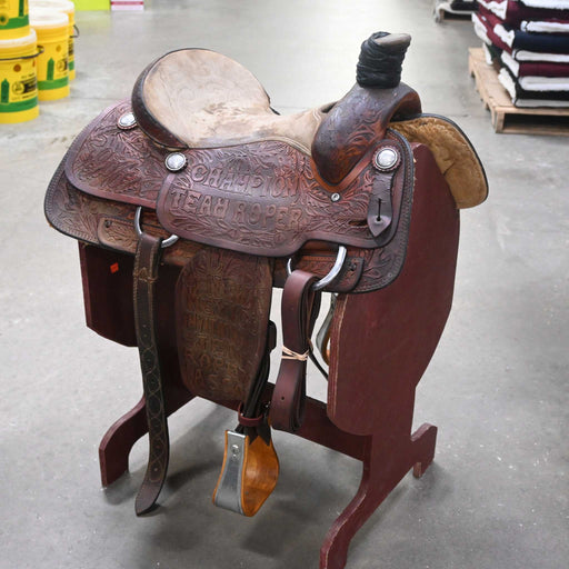 15" USED TEAM ROPING SADDLE Saddles - Used SHOPMADE