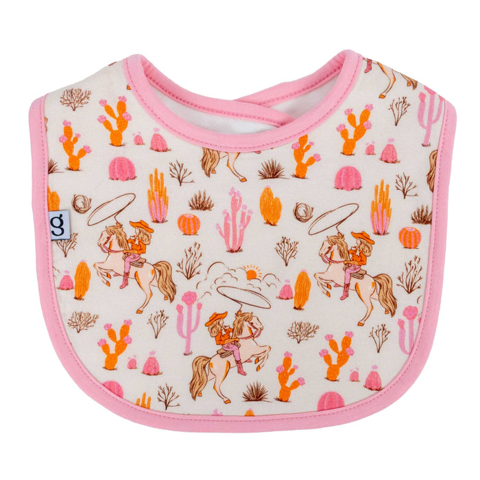 Saddle Up Cowgirl Toile Bib Set
