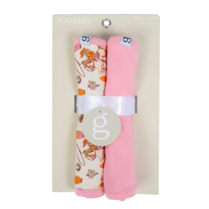 Saddle Up Cowgirl Toile Burp Cloth Set