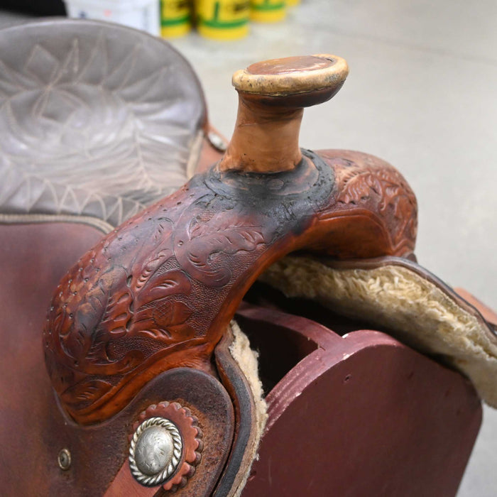 15" USED TEAM ROPING SADDLE Saddles - Used SHOPMADE