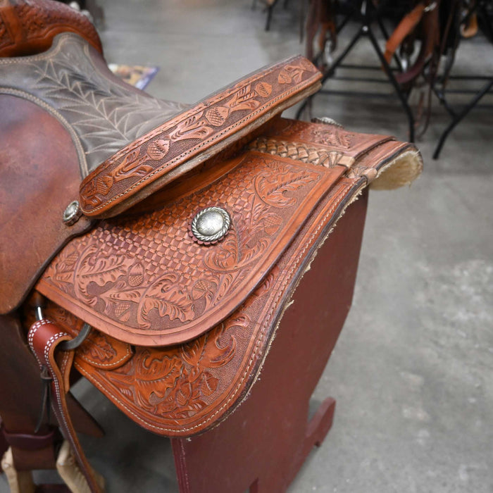 15" USED TEAM ROPING SADDLE Saddles - Used SHOPMADE