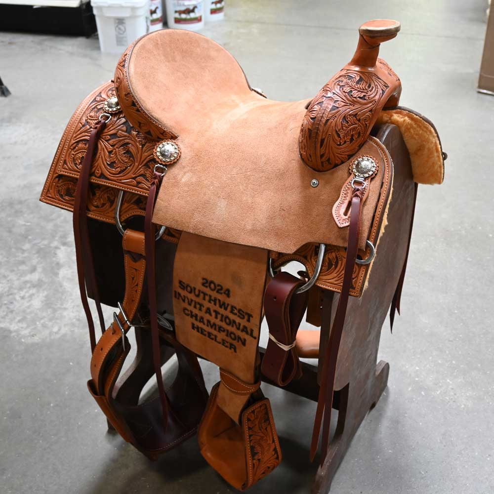 15" USED SLONE TEAM ROPING SADDLE Saddles Slone Saddles   