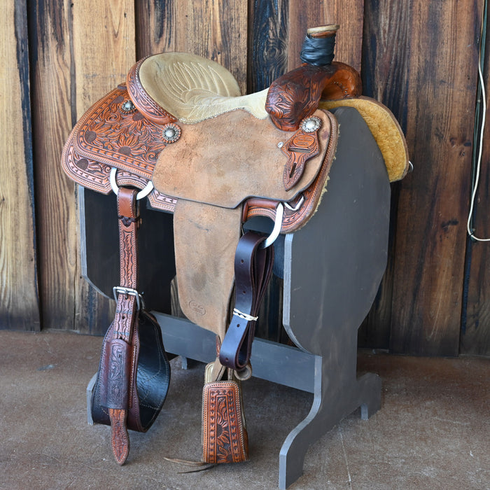 14.5" USED TRENT WARD TEAM ROPING SADDLE Saddles - Used Trent Ward