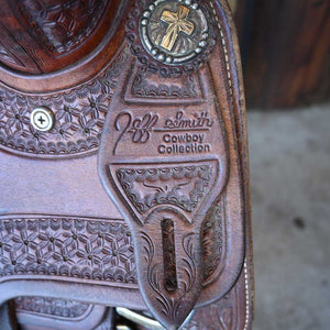 13.5" USED JEFF SMITH COWBOY COLLECTION ROPING SADDLE Saddles Jeff Smith   