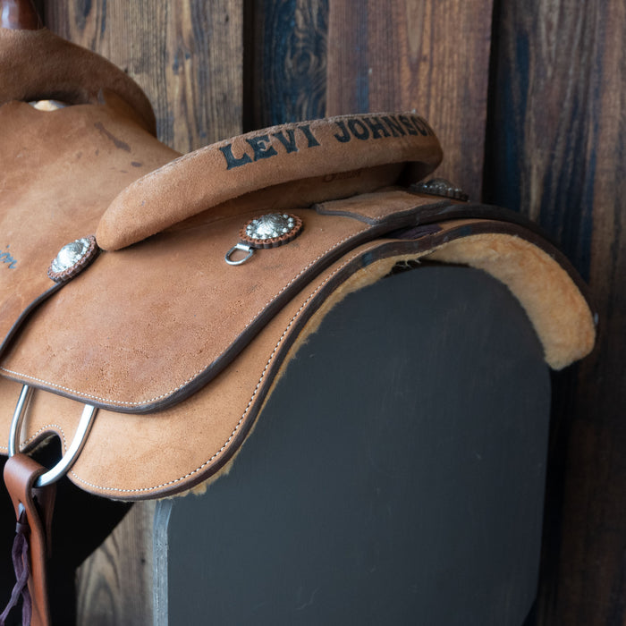 15.5" USED SLONE SILVER SERIES STEER WRESTLING SADDLE Saddles - Used Slone Saddles
