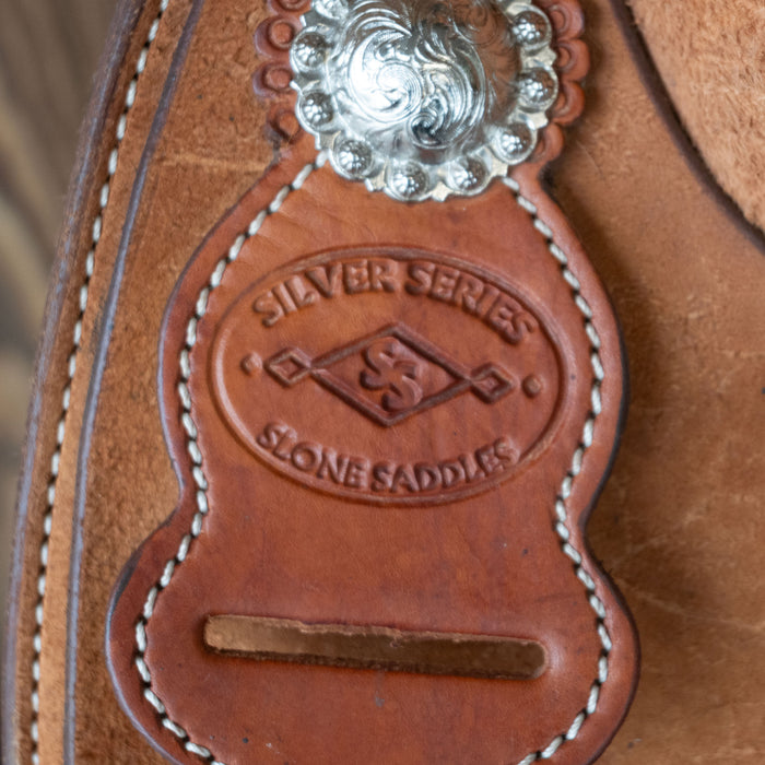 15.5" USED SLONE SILVER SERIES STEER WRESTLING SADDLE Saddles - Used Slone Saddles