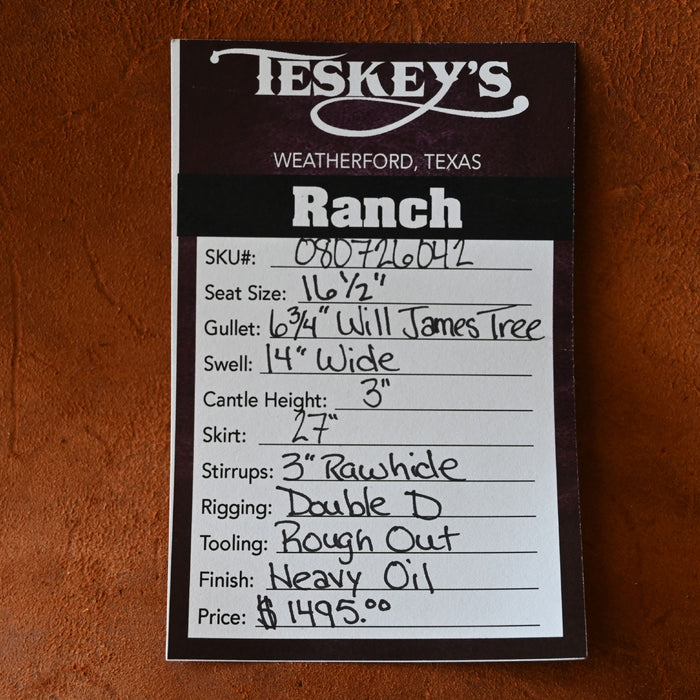 16.5" TESKEY'S STRIP DOWN RANCH SADDLE