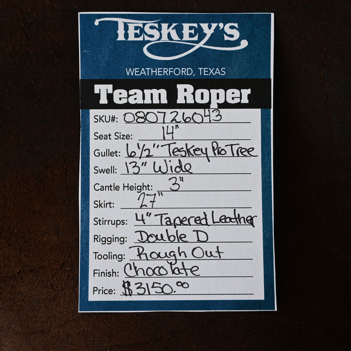 14" TESKEY'S TEAM ROPING SADDLE