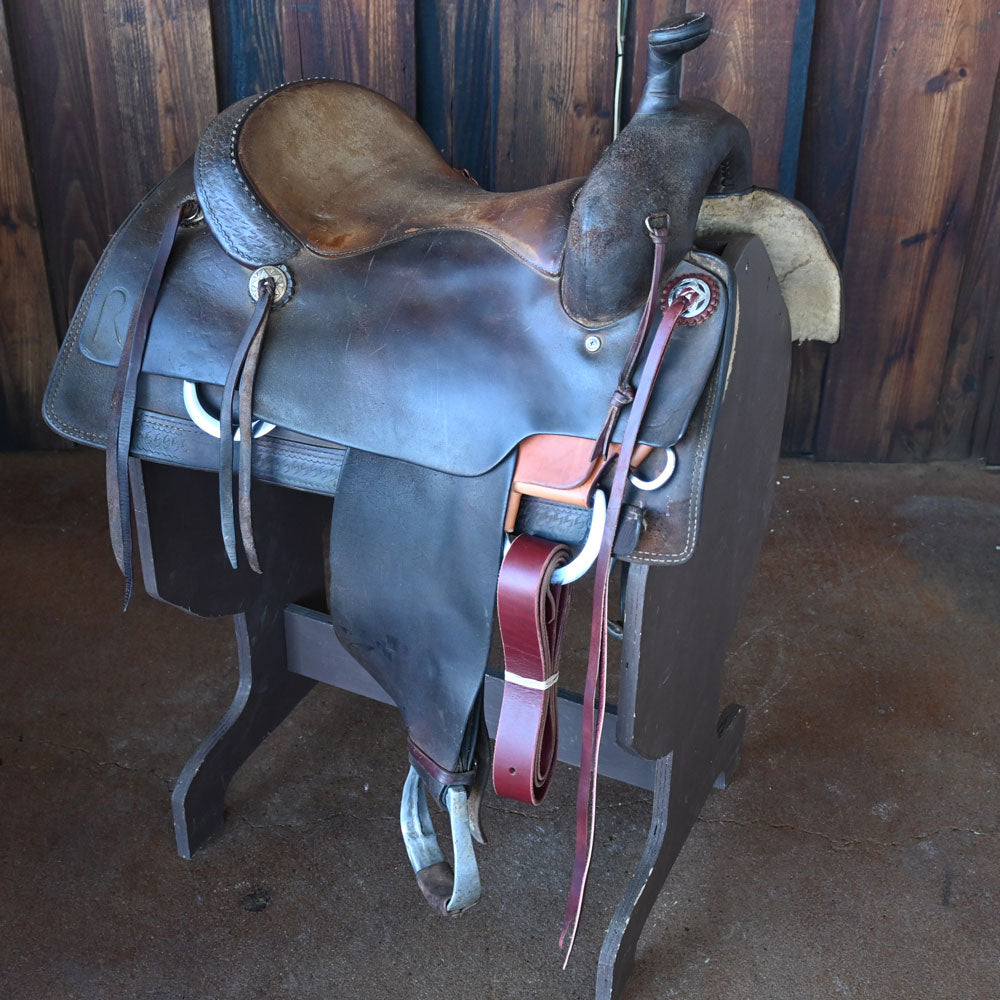 15.5" USED CALVIN ALLEN RANCH CUTTER SADDLE