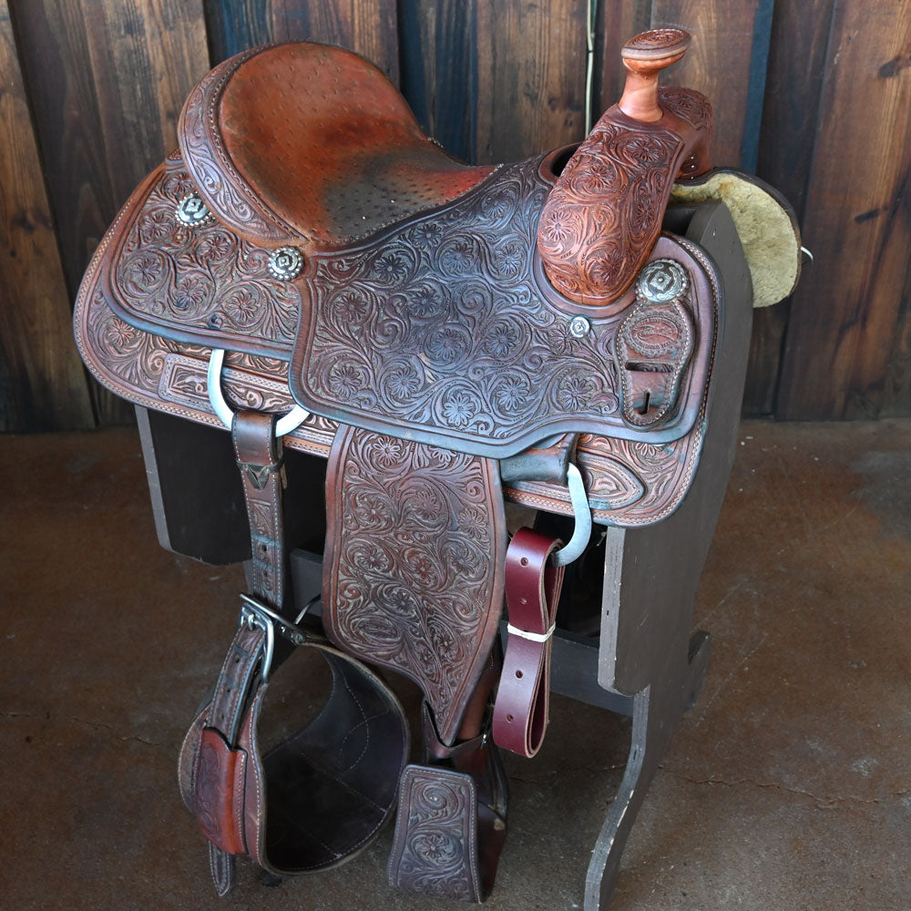 15.5" USED PATRICK SMITH ROPING SADDLE