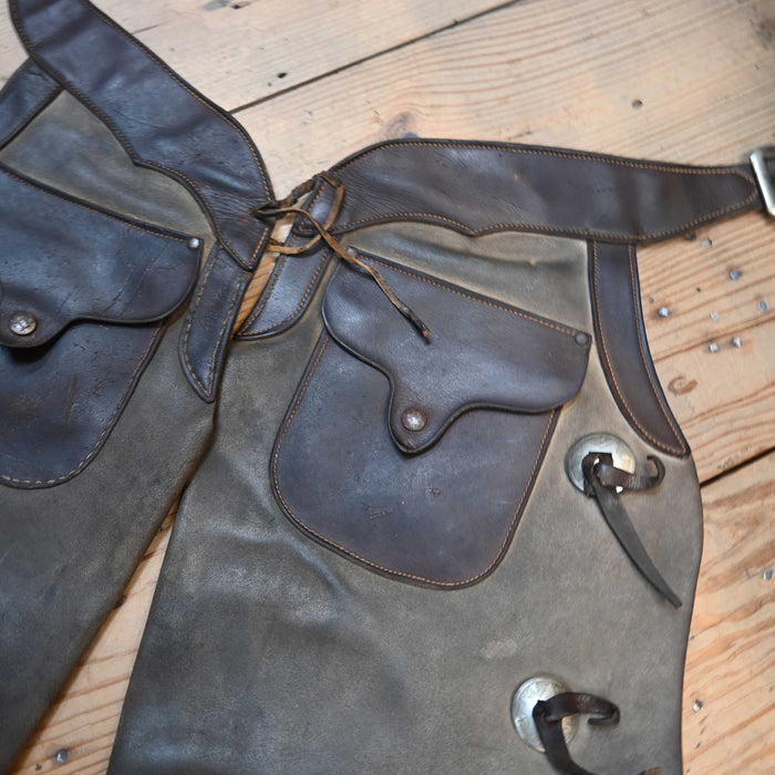 Vintage Batwing Chaps with Cool Heart Brand Tack - Chaps & Chinks MISC