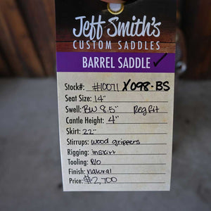 14" USED JEFF SMITH JACKIE GANTER BARREL SADDLE Saddles Jeff Smith   