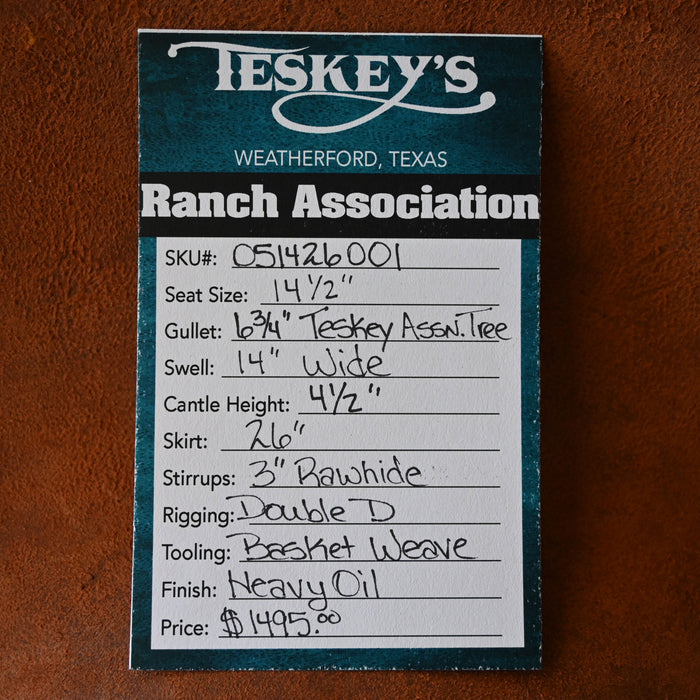 14.5" TESKEY'S RANCH ASSOCIATION SADDLE