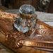 Vintage Art Deco Copper & Wood Inkwell - All Original - Cut glass inkwell Collectibles Vintage