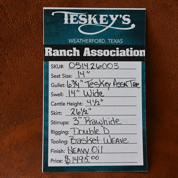 14" TESKEY'S RANCH ASSOCIATION SADDLE