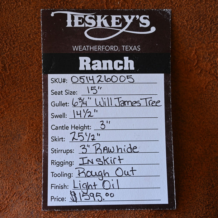 15" TESKEY'S STRIP DOWN RANCH SADDLE