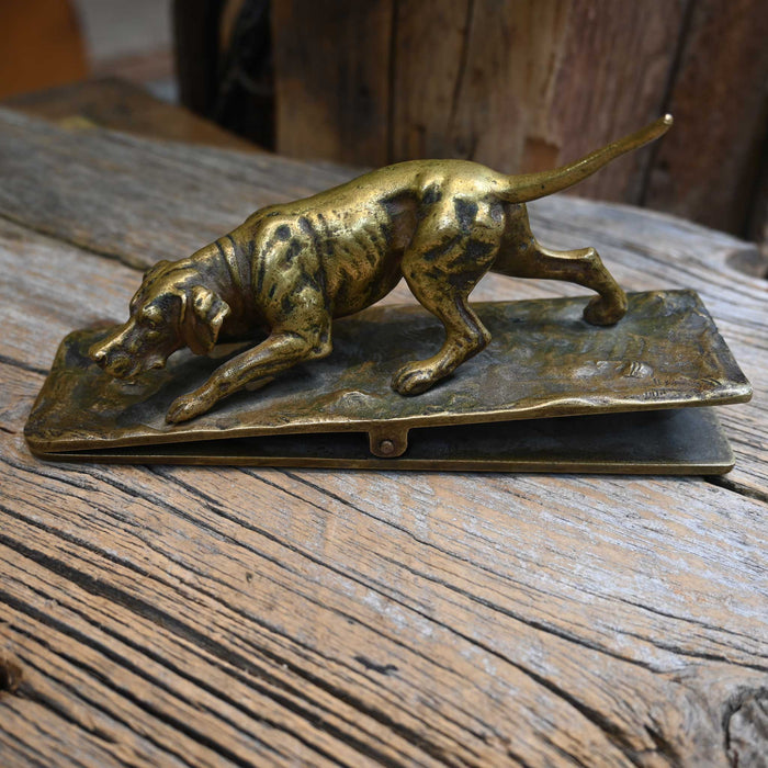 Early 19th Century Cast Brass Hunting Dog Bill Clip