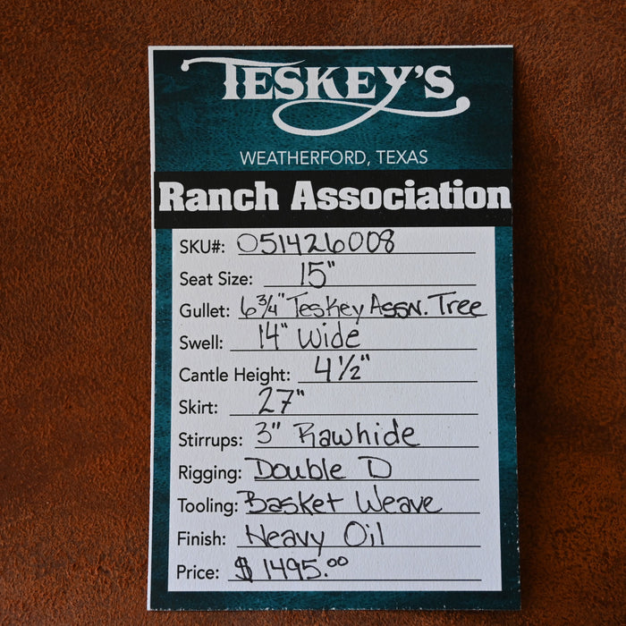 15" TESKEY'S RANCH ASSOCIATION SADDLE
