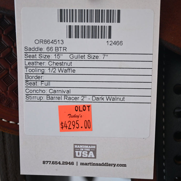 15" MARTIN BTR BARREL SADDLE Saddles - New Martin Saddlery