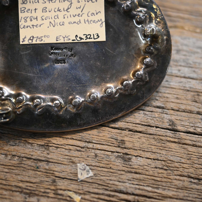 Solid Sterling Silver Buckle W/1884 Silver Coin by Kenny McNeilly Collectibles Kenny McNeilly
