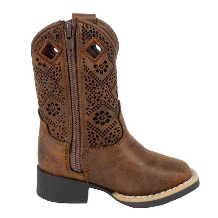 Twisted Toddler Prue Floral Square Toe Boot