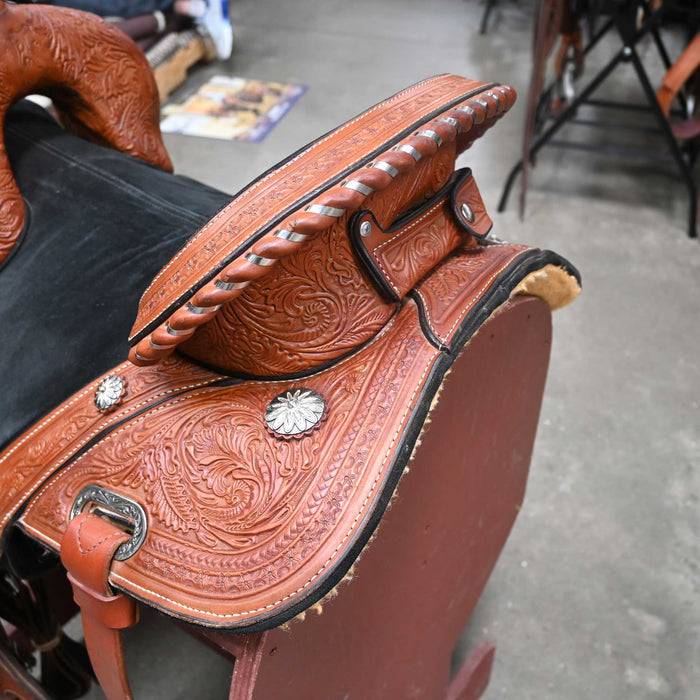 14.5" USED CIRCLE Y TAMMY FISCHER TREELESS BARREL SADDLE Saddles - Used Circle Y Saddlery