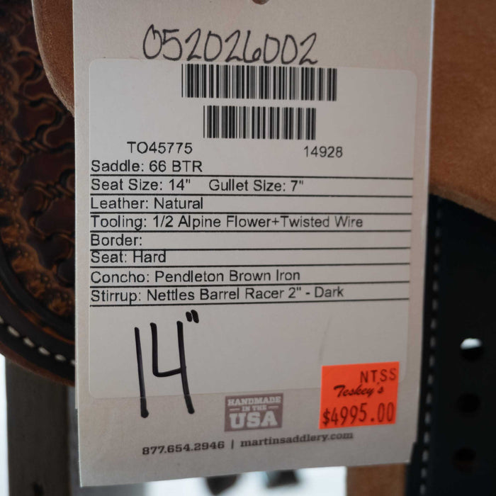 14" MARTIN BTR BARREL SADDLE Saddles - New Martin Saddlery