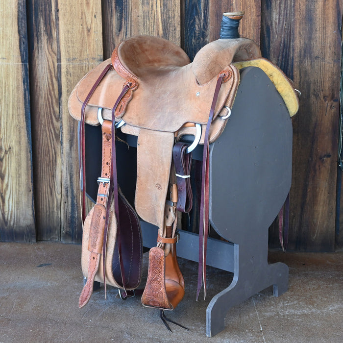 14" USED TESKEY'S TEAM ROPING SADDLE